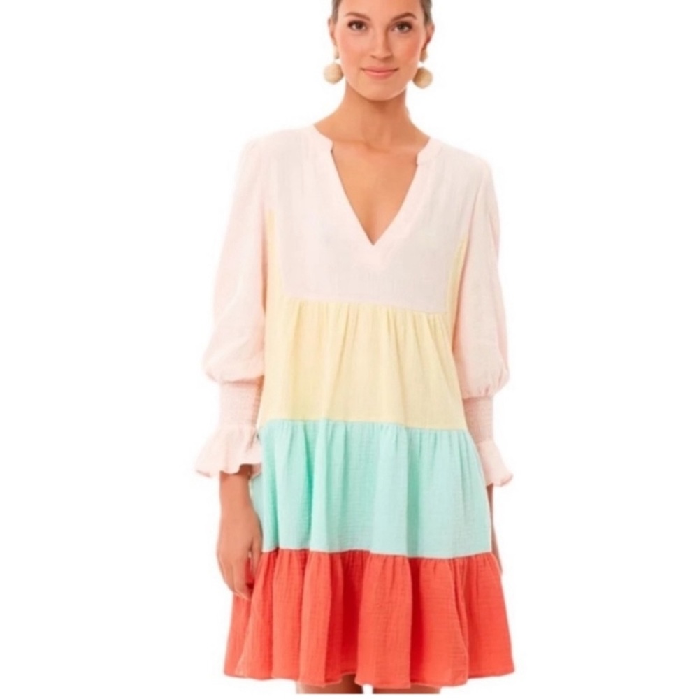 TUCKERNUCK POMANDER PLACE SORBET COLORBLOCK TIERED GAUZE KENZO DRESS SZ XXXL(18)